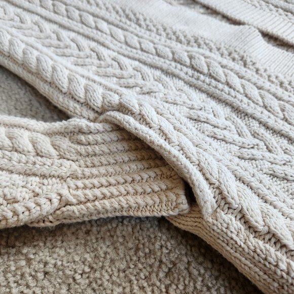 L.L. Bean Hooded Cable Knit Fisherman's Cardigan Sweater - Picture 2 of 8